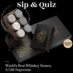 Whiskey Chilling Stones & Whiskey Quiz Gift Set - 100 Q&A.