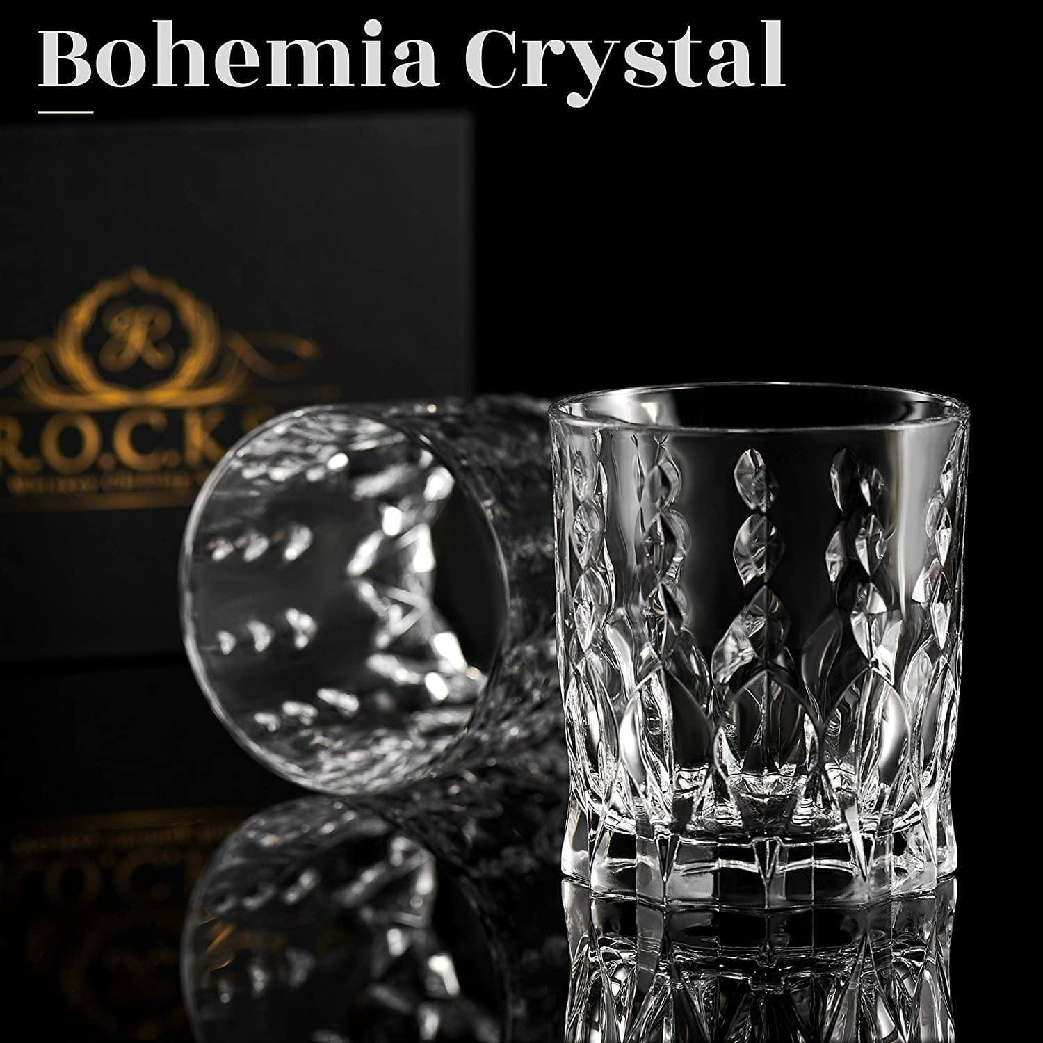 Crystal Whiskey Glasses - Set of 2 Monarch Glass Tumblers (11.5oz)