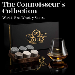 The Connoisseur's Set - Whiskey Stones & Crystal Nosing Tasting Glass Gift Set