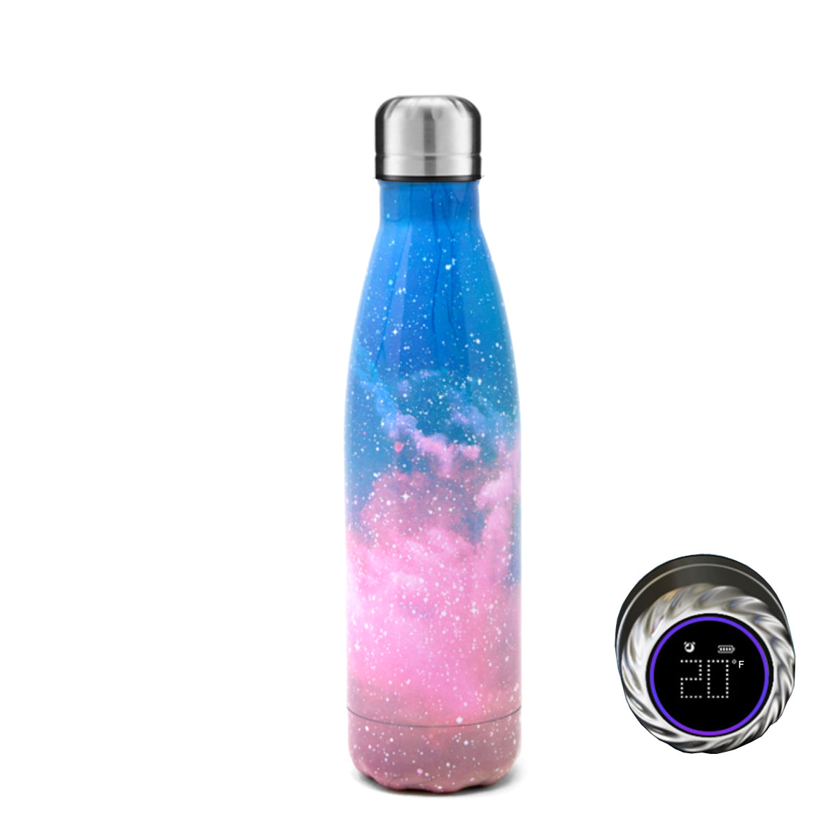 Aquaala UV Water Bottle With Temp Cap. smart sport, ultraviolet, and self-disinfecting water bottle