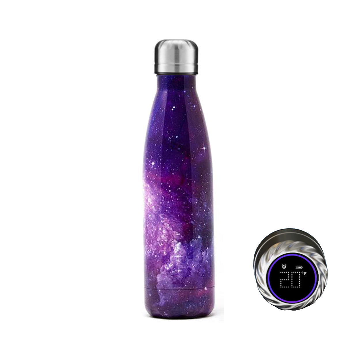 Aquaala UV Water Bottle With Temp Cap. smart sport, ultraviolet, and self-disinfecting water bottle