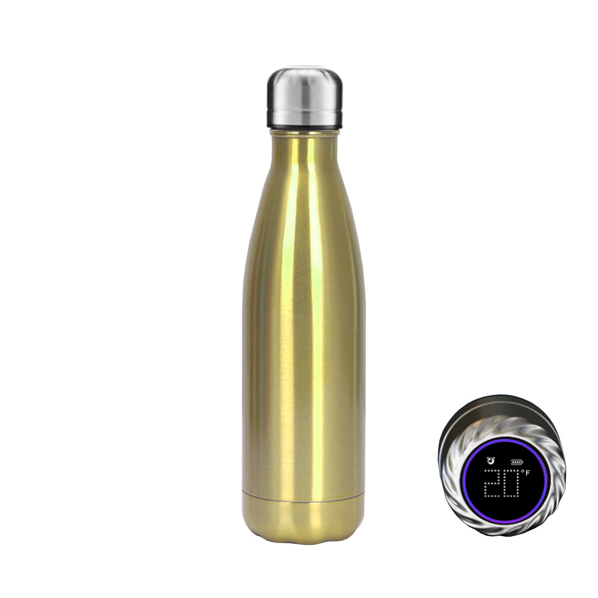 Aquaala UV Water Bottle With Temp Cap. smart sport, ultraviolet, and self-disinfecting water bottle