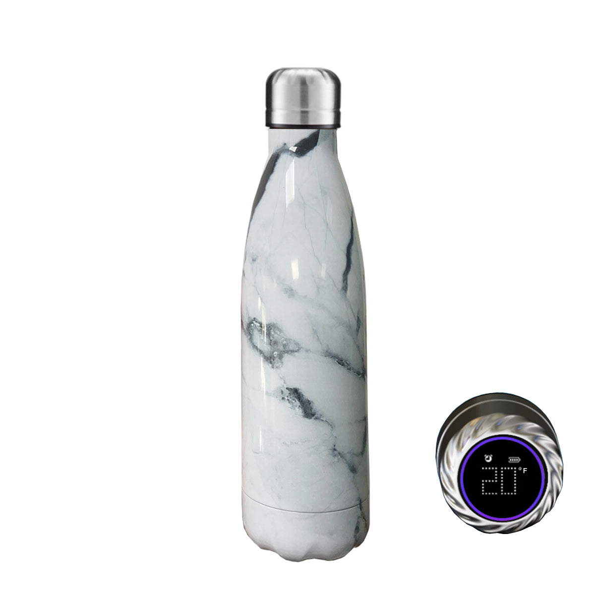 Aquaala UV Water Bottle With Temp Cap. smart sport, ultraviolet, and self-disinfecting water bottle