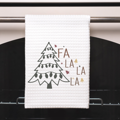 Chirstmas Farmhouse Fa La La Tea Towel , Decorative Christmas Kitchen Hand Towel for Winter Holiday Decor, Holiday Kitchen Gifts Dish Towel