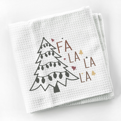 Chirstmas Farmhouse Fa La La Tea Towel , Decorative Christmas Kitchen Hand Towel for Winter Holiday Decor, Holiday Kitchen Gifts Dish Towel