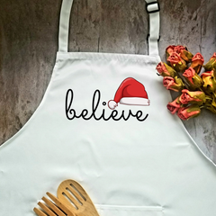 Santa Believe Humorous Apron | Funny Adjustable Christmas Kitchen or BBQ Apron | Perfect Christmas Gift for Cook or Griller