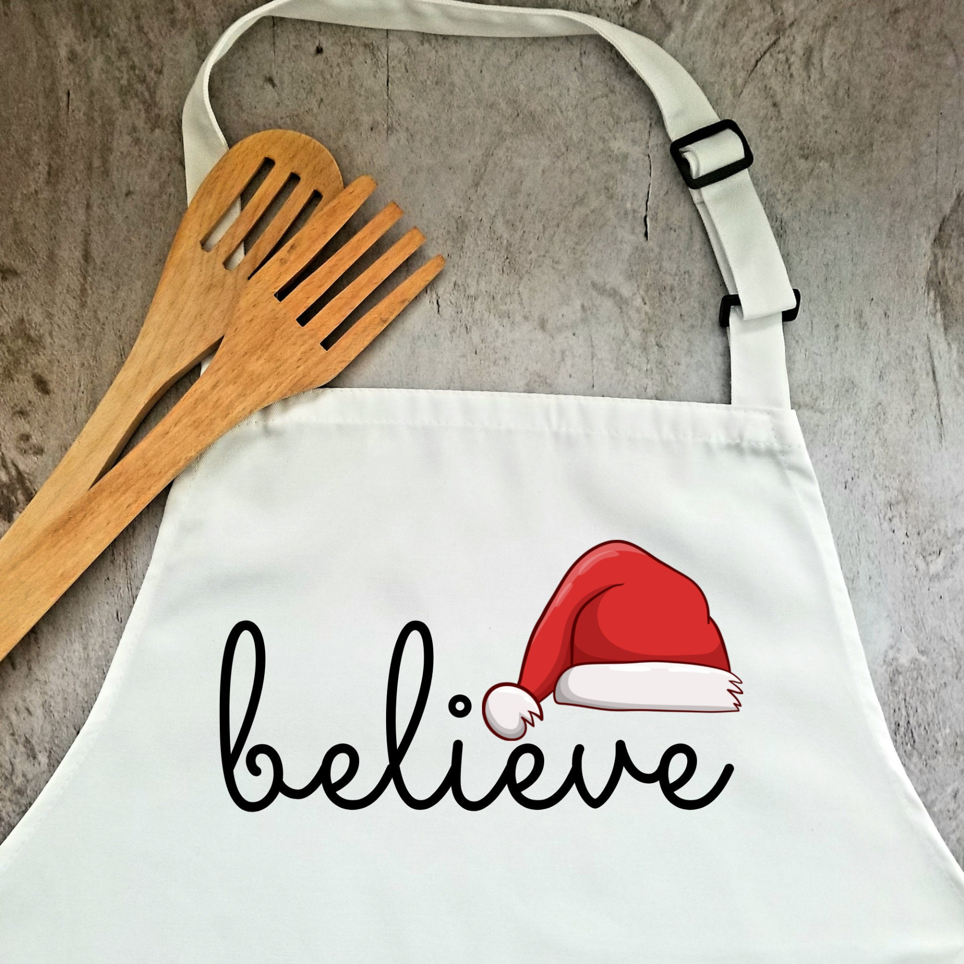 Santa Believe Humorous Apron | Funny Adjustable Christmas Kitchen or BBQ Apron | Perfect Christmas Gift for Cook or Griller