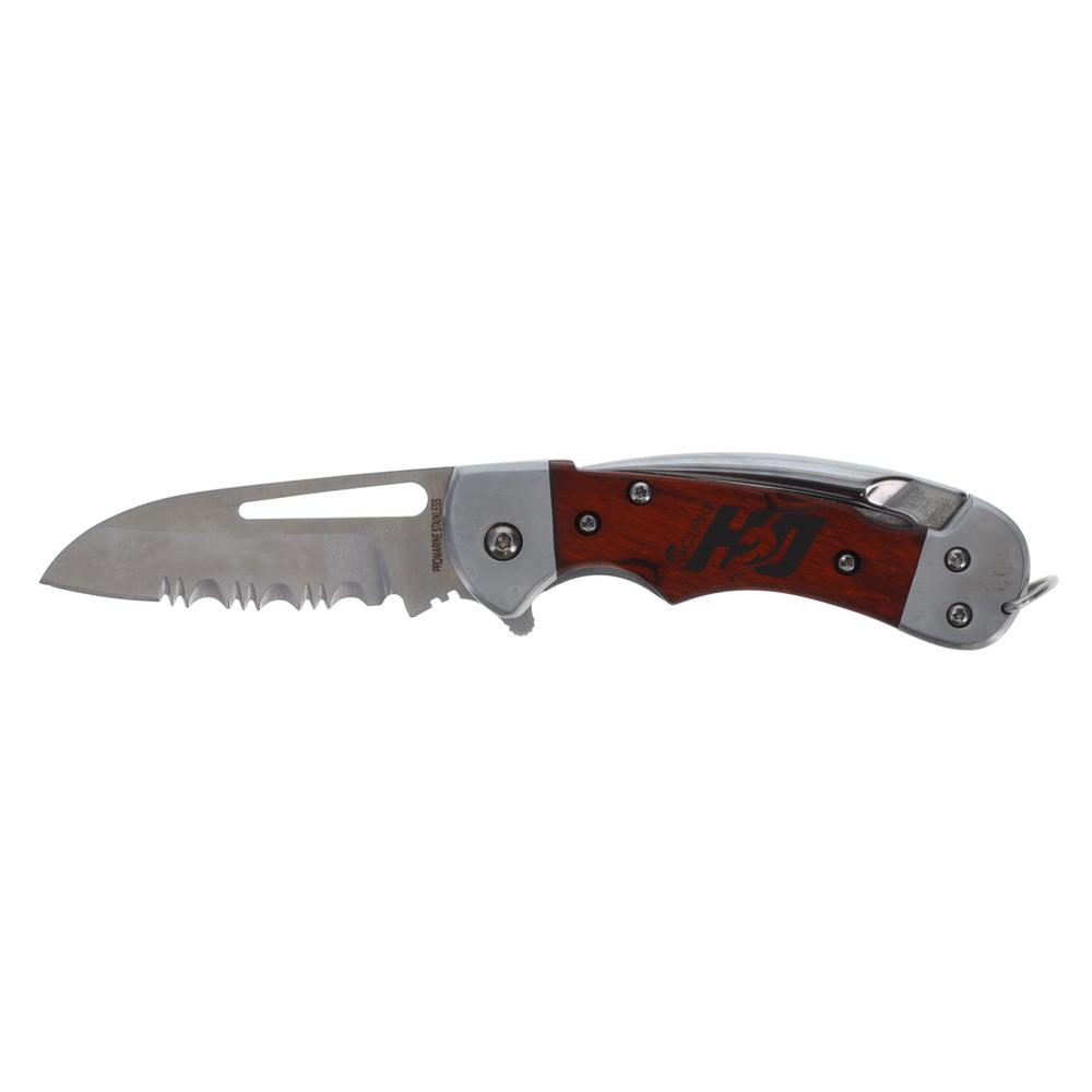 Scipio Sailors Pocket Knife SHDA02 with Marlin Spike - 2.5 Inch Serrate Blade Rigging Knife - Wood Handle