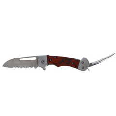 Scipio Sailors Pocket Knife SHDA02 with Marlin Spike - 2.5 Inch Serrate Blade Rigging Knife - Wood Handle