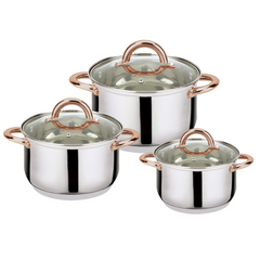 6-Piece Stainless Steel Casserole Set Pots and Lids.