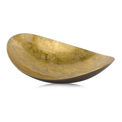 11" Gold and Bronze Aluminum Oval Centerpiece Bowl.