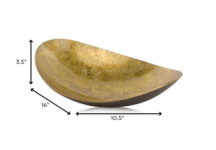 11" Gold and Bronze Aluminum Oval Centerpiece Bowl.