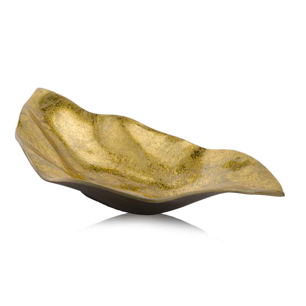 18" Gold Modern Wavy Aluminum Centerpiece Bowl.