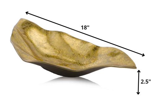 18" Gold Modern Wavy Aluminum Centerpiece Bowl.