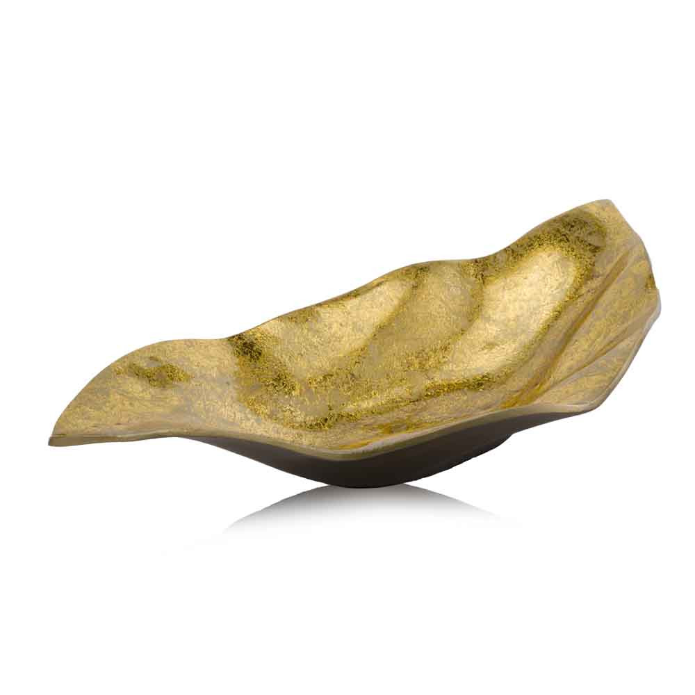 18" Gold Modern Wavy Aluminum Centerpiece Bowl.