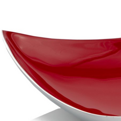 14" Silver And Red Triangular Bowl.