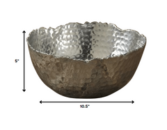 11" Silver Steel Modern Hammered Cut Bowl