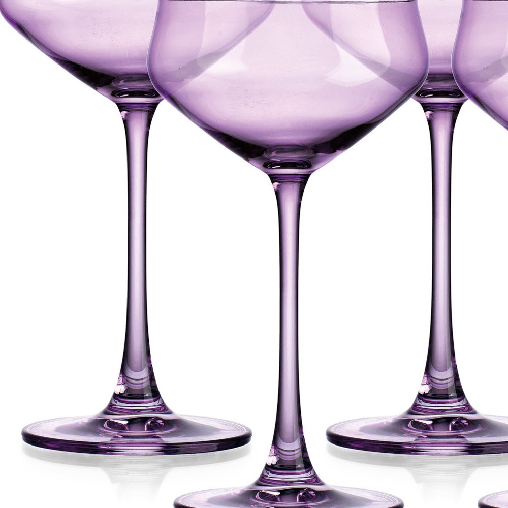 Set of Four Translucent Purple Coupe Glasses.