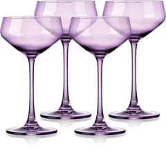 Set of Four Translucent Purple Coupe Glasses.