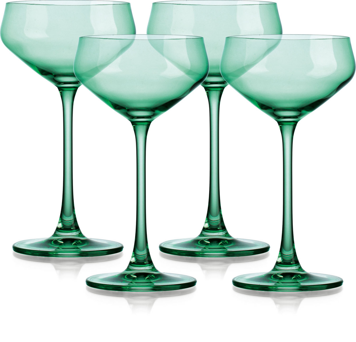 Set of Four Translucent Pale Green Coupe Glasses.