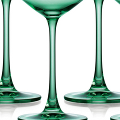 Set of Four Translucent Pale Green Coupe Glasses.