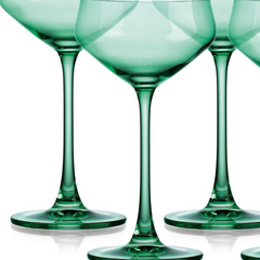 Set of Four Translucent Pale Green Coupe Glasses.