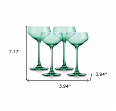 Set of Four Translucent Pale Green Coupe Glasses.