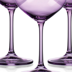 Set of Four Translucent Purple Large Wine Glasses.