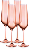 Set of Four Translucent Blush Champagne Flutes.