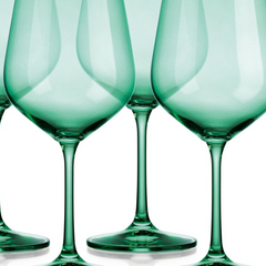 Set of Four Translucent Pale Green Large Wine Glasses.