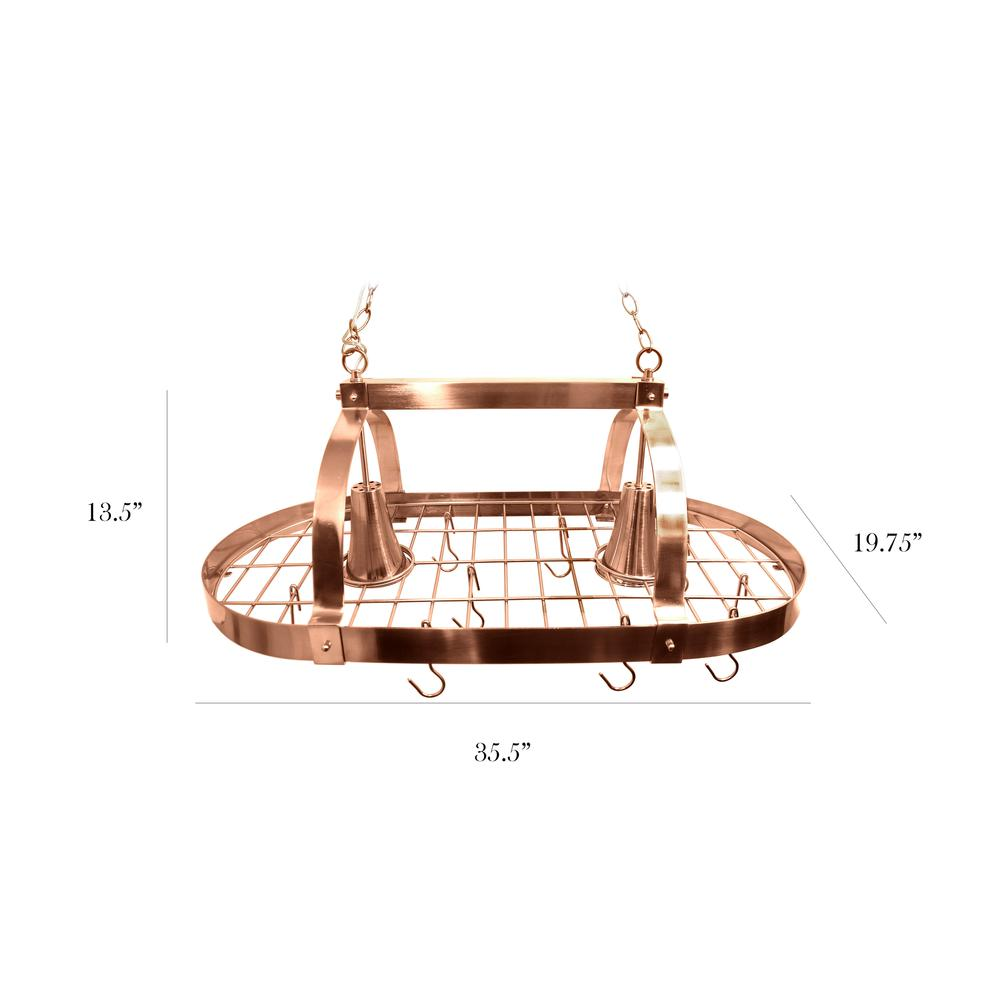 2 Light Kitchen Pot Rack with Downlights Copper Finish