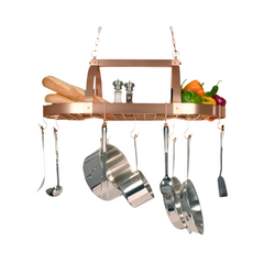 2 Light Kitchen Pot Rack with Downlights Copper Finish