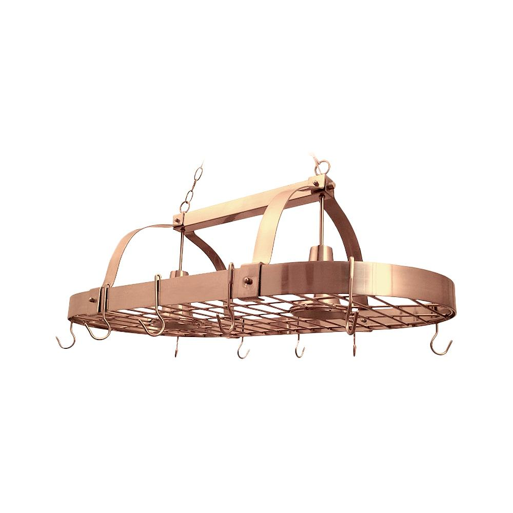 2 Light Kitchen Pot Rack with Downlights Copper Finish