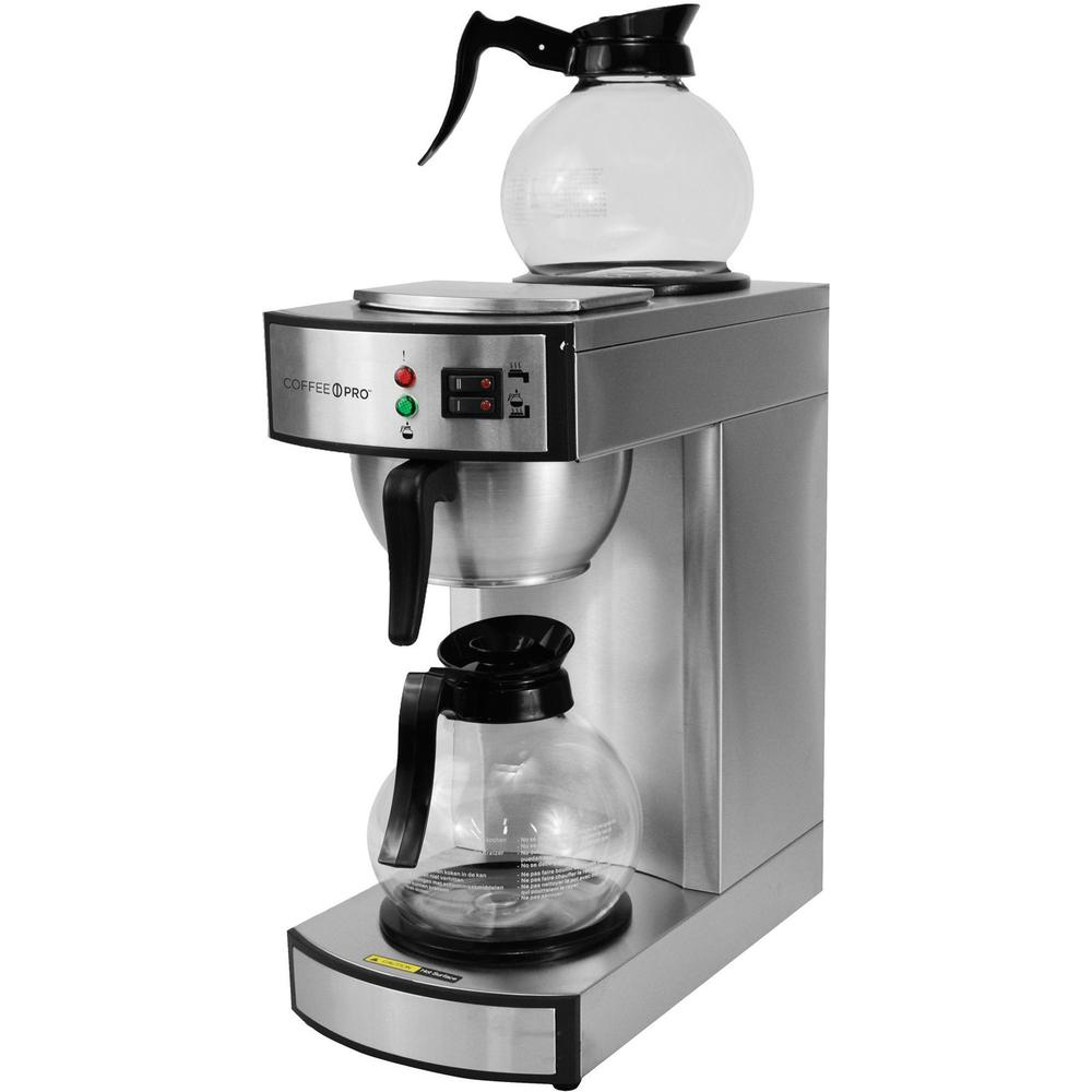 Coffee Pro Twin Warmer Institutional Coffee Maker - 2.32 quart - 12 Cup(s) - Multi-serve - Stainless Steel - Stainless Steel Body.