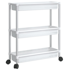 vidaXL 3-Tier Storage Trolley Silver and White Aluminum.