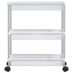 vidaXL 3-Tier Storage Trolley Silver and White Aluminum.