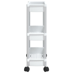 vidaXL 3-Tier Storage Trolley Silver and White Aluminum.