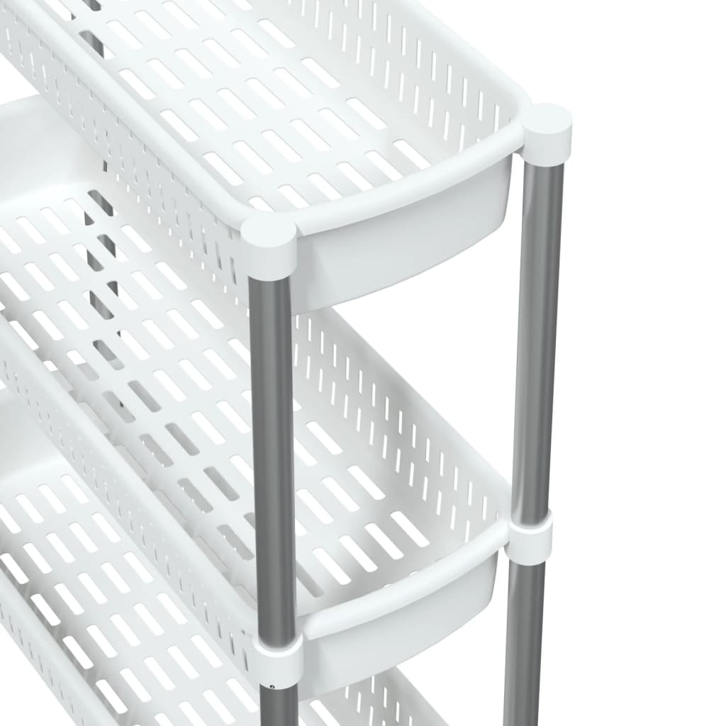 vidaXL 3-Tier Storage Trolley Silver and White Aluminum.