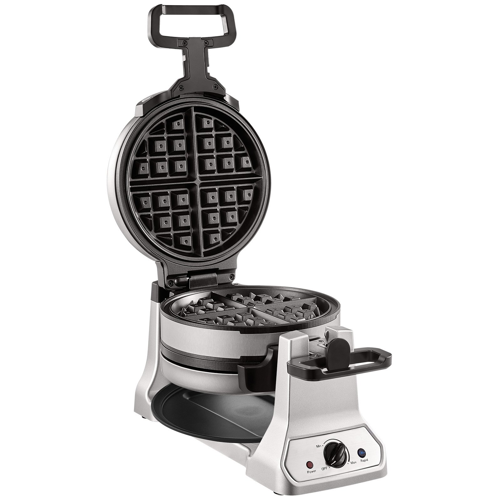 VEVOR 2-Layer Waffle Maker, 2 Pieces per Batch, 1400W Round Waffle Iron, Non-Stick Waffle Baker Machine with 122-572℉ / 50-300℃ Temp Range Teflon-Coated Baking Pans Stainless Steel Body, 120V