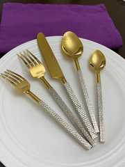 20pc - 4 Sets Designer Golden Stainless Steel Flatware.