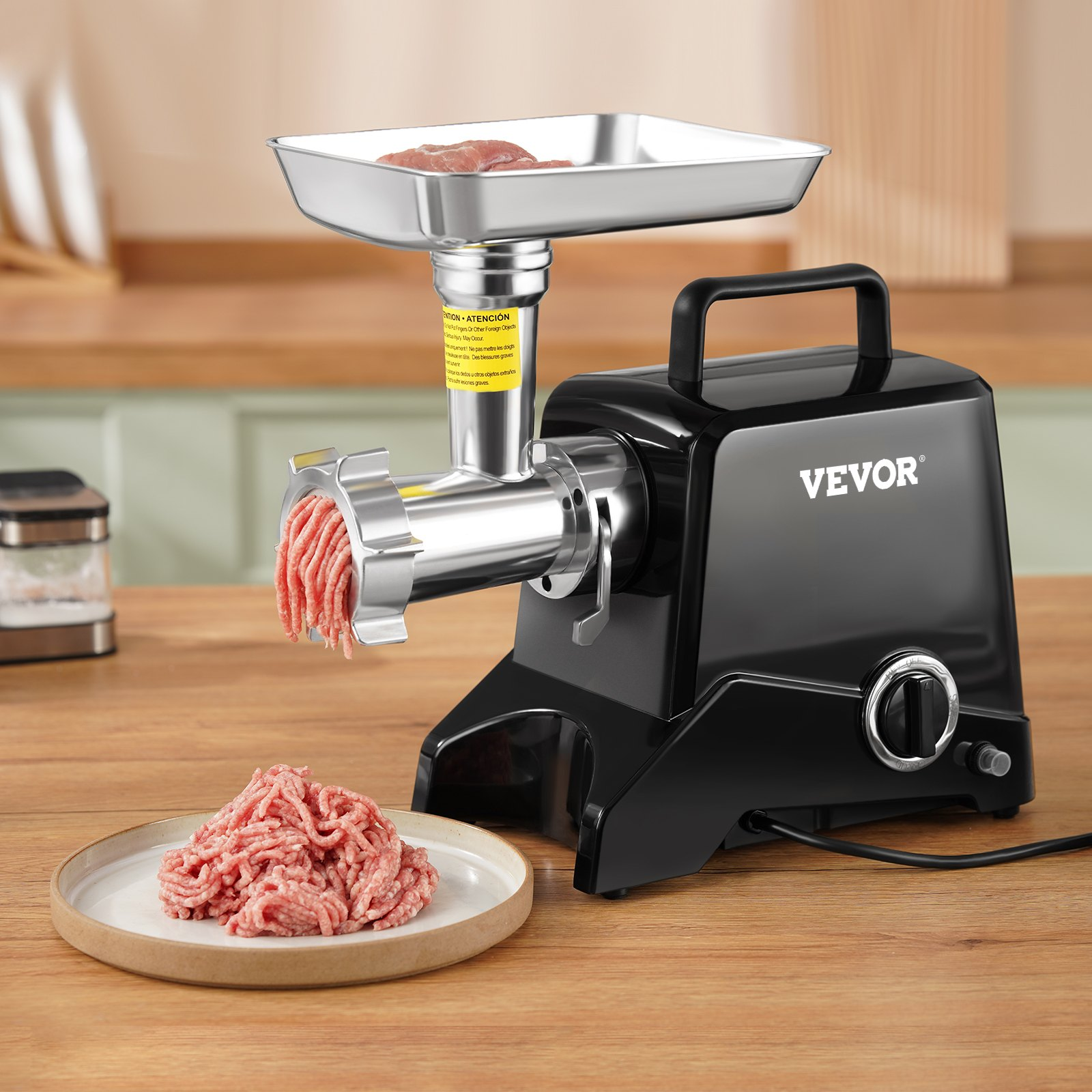 VEVOR Electric Meat Grinder, 419 Lb/H Capacity, 575W（1100W MAX) Industrial Meat Mincer w/ 2 Blade, 3 Grinding Plates, Sausage Maker Die-cast Aluminum Commercial Meat Grinder, ETL Listed