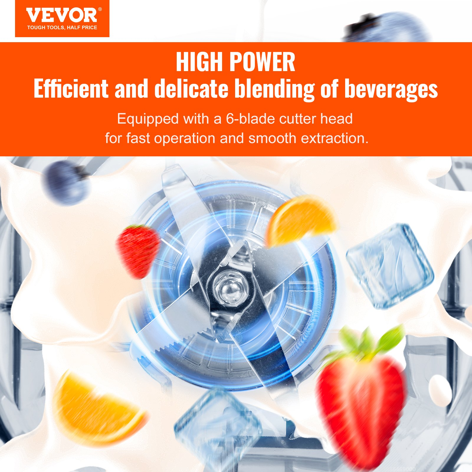 VEVOR Professional Blender, Commercial Countertop Blenders, 68 oz Jar Blender Combo, Stainless Steel 3 Functions Blender, for Frozen Drinks, Shakes, Smoothies, Peree, and Crush Ice, Black.