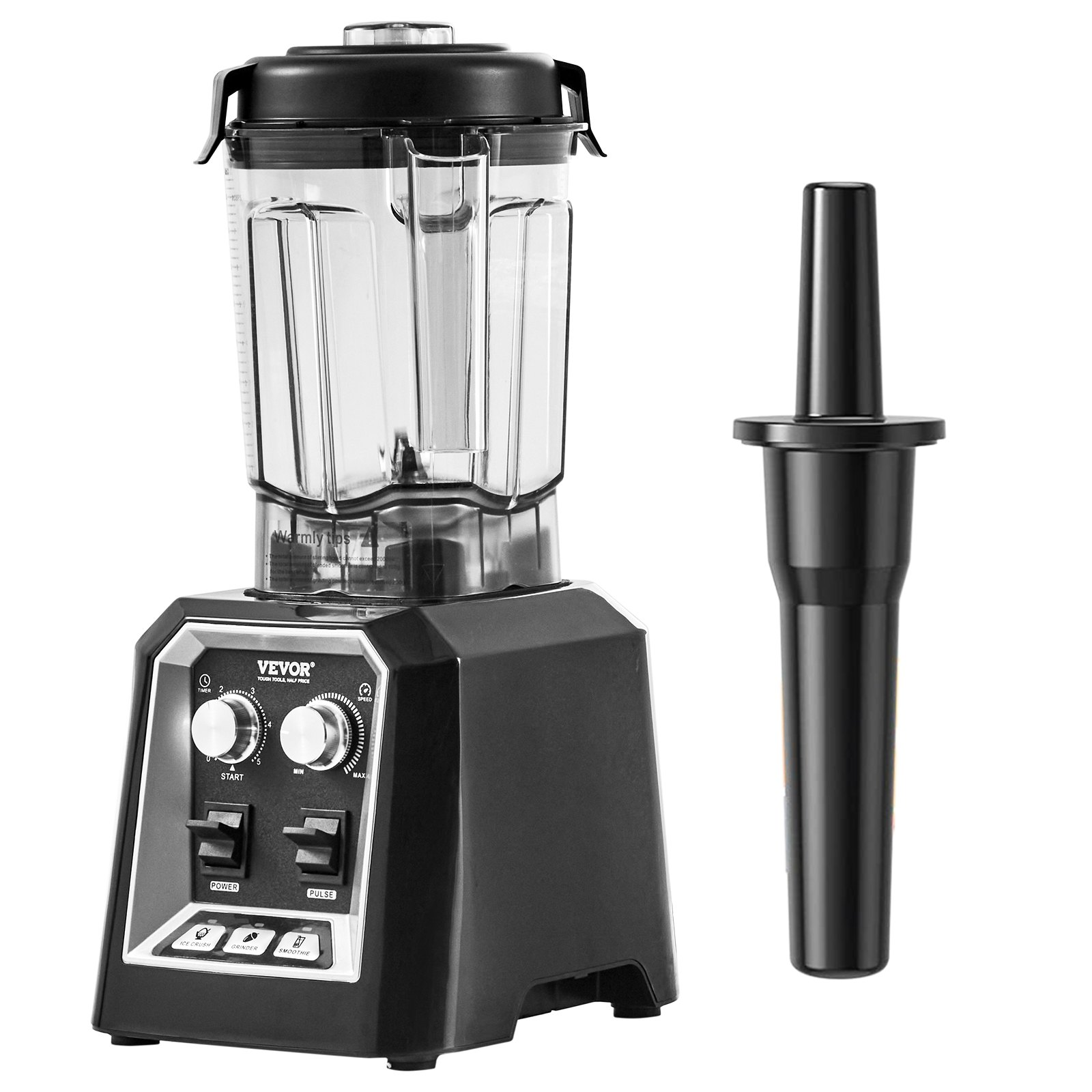 VEVOR Professional Blender, Commercial Countertop Blenders, 68 oz Jar Blender Combo, Stainless Steel 3 Functions Blender, for Frozen Drinks, Shakes, Smoothies, Peree, and Crush Ice, Black.