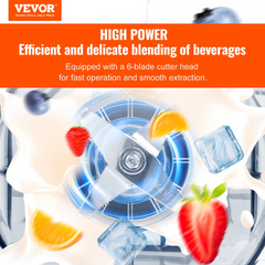 VEVOR Professional Blender with Shield, Commercial Countertop Blenders, 68 oz Jar Blender Combo, Stainless Steel 9 Speed & 5 Functions Blender, for Shakes, Smoothies, Peree, and Crush Ice, White.