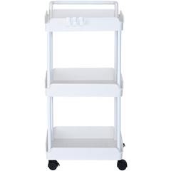 VEVOR 3-Tier Rolling Utility Cart, Kitchen Cart with Lockable Wheels, Multi-Functional Storage Trolley with Handle for Office, Living Room, Kitchen, Movable Storage Basket Organizer Shelves, White