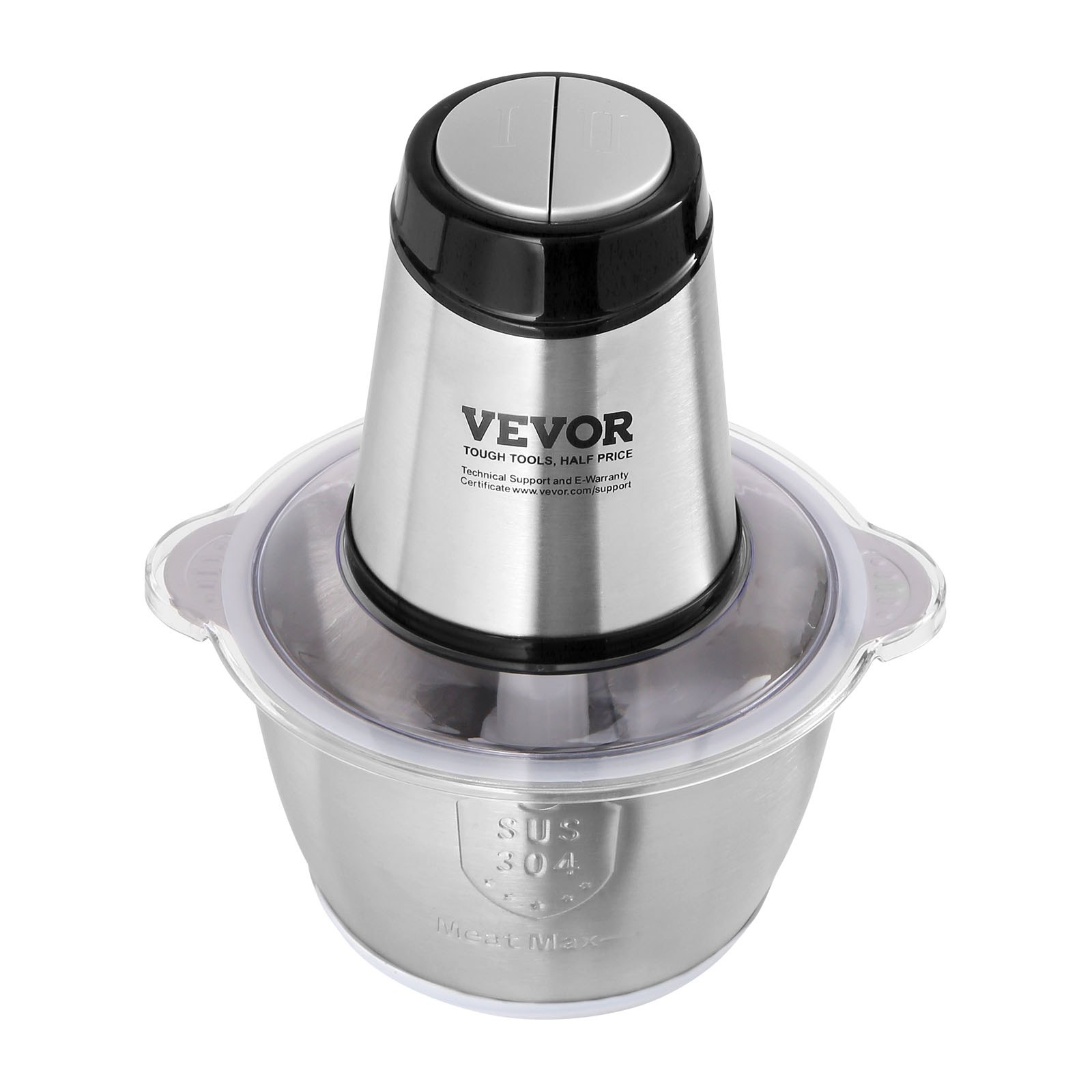 VEVOR Food Processor, Electric Meat Grinder with 4-Wing Stainless Steel Blades, 400W Electric Food Chopper, 8 Cup Stainless Steel Bowl, 2 Speeds Food Grinder for Baby Food, Meat, Onion, Vegetables