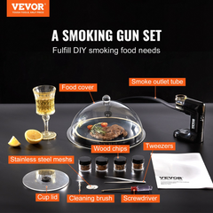 VEVOR Smoking Gun Kit, Old Fashioned Wood Smoke Infuser, Cocktail Smoker with Four Flavors of Wood Chips and Accessories, Cold Smoke for Foods and Drinks, Bourbon Whiskey Gifts for Father/Husband/Men