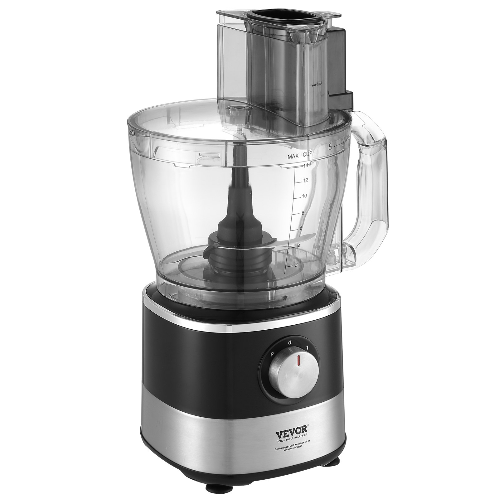 VEVOR Food Processor, 14-Cup Vegetable Chopper for Chopping, Mixing, Slicing, and Kneading Dough, 600 Watts Stainless Steel Blade Professional Electric Food Chopper, Easy Assembly & Clean, Black