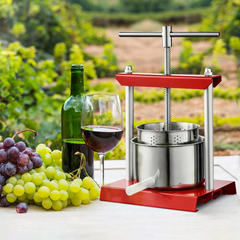 VEVOR Fruit Wine Press, 0.8 Gallon/3L, 2 Stainless Steel Barrels, Manual Juice Maker, Cider Apple Grape Tincture Vegetables Honey Olive Oil Making Press with T-Handle for Outdoor, Kitchen, and Home