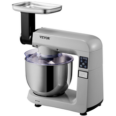 VEVOR 6 in 1 Stand Mixer, 450W Multifunctional Electric Mixer with Tilt-Head, 6 Speeds and LCD Screen Timing, 7.4Qt Stainless Bowl, Dough Hook, Flat Beater, Whisk, Scraper, Grinder, Stuffer, Slicer